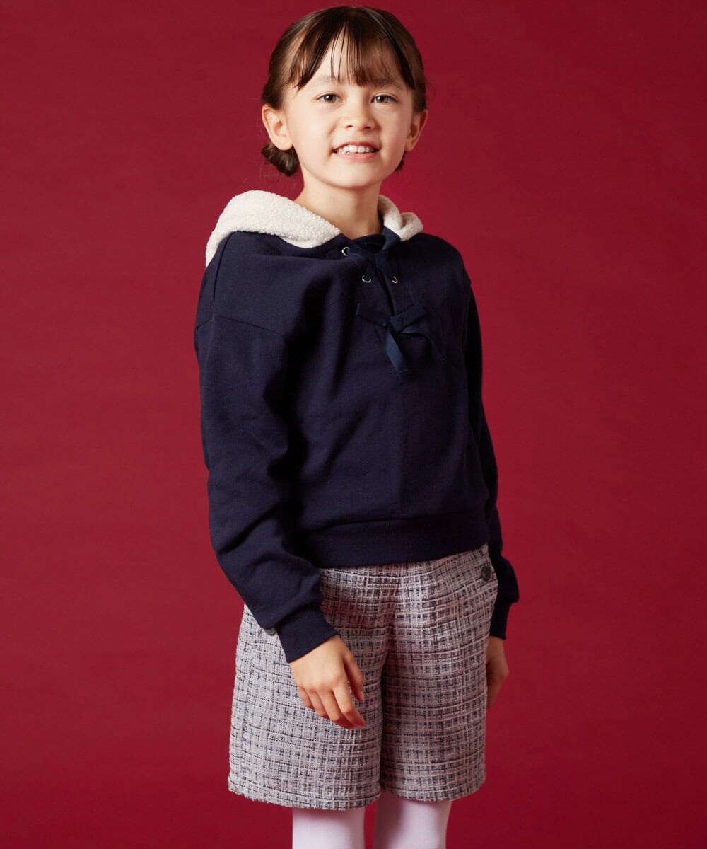 KJKLT64029 a.v.v KIDS(アー・ヴェ・ヴェ) [140-150]ボアフードパーカー ネイビー