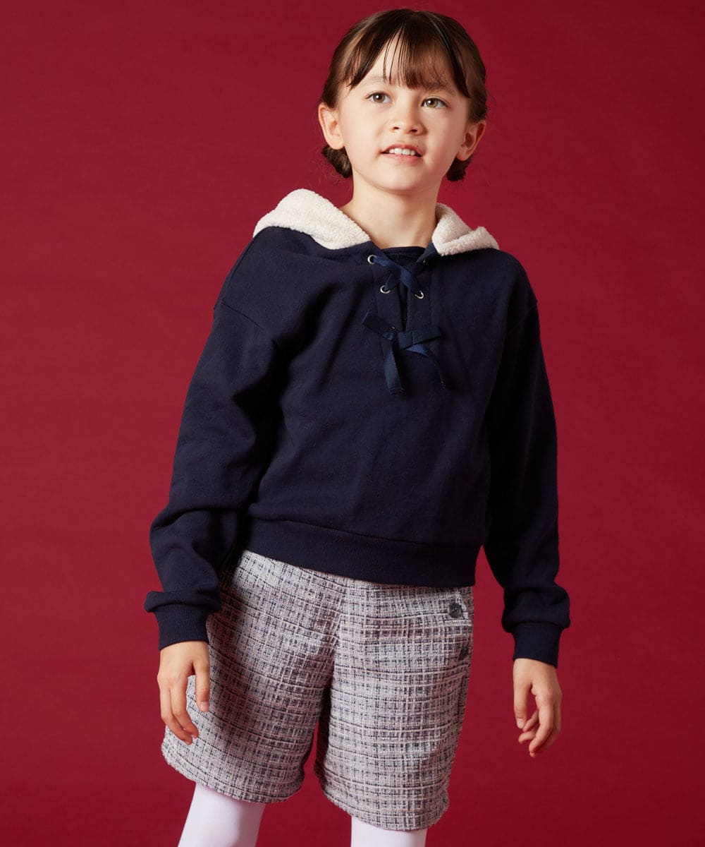 KJKLT64029 a.v.v KIDS(アー・ヴェ・ヴェ) [140-150]ボアフードパーカー ネイビー