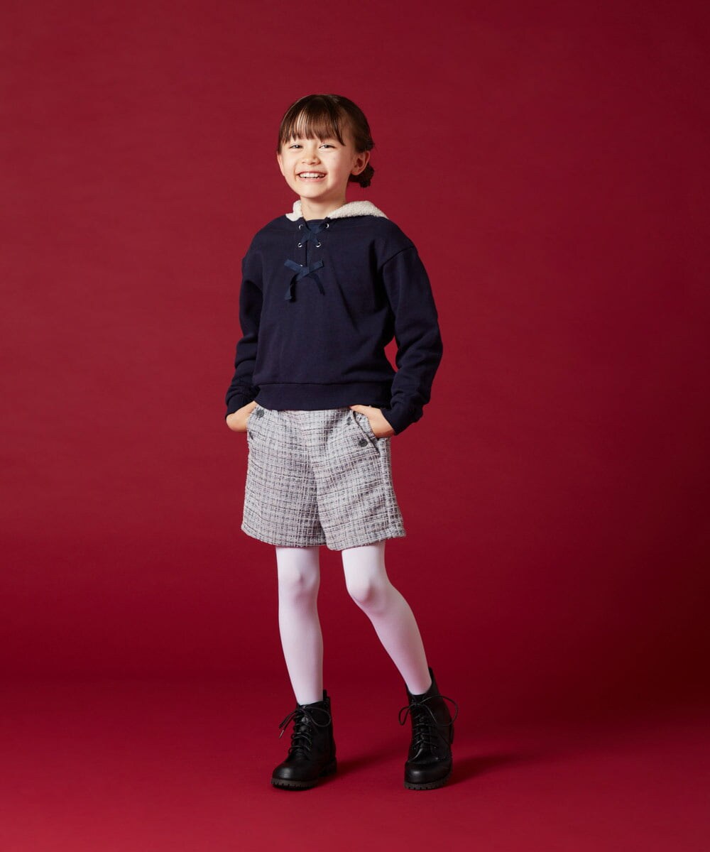 KJKLT64029 a.v.v KIDS(アー・ヴェ・ヴェ) [140-150]ボアフードパーカー ネイビー
