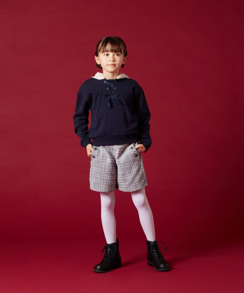 KJKLT64029 a.v.v KIDS(アー・ヴェ・ヴェ) [140-150]ボアフードパーカー ネイビー