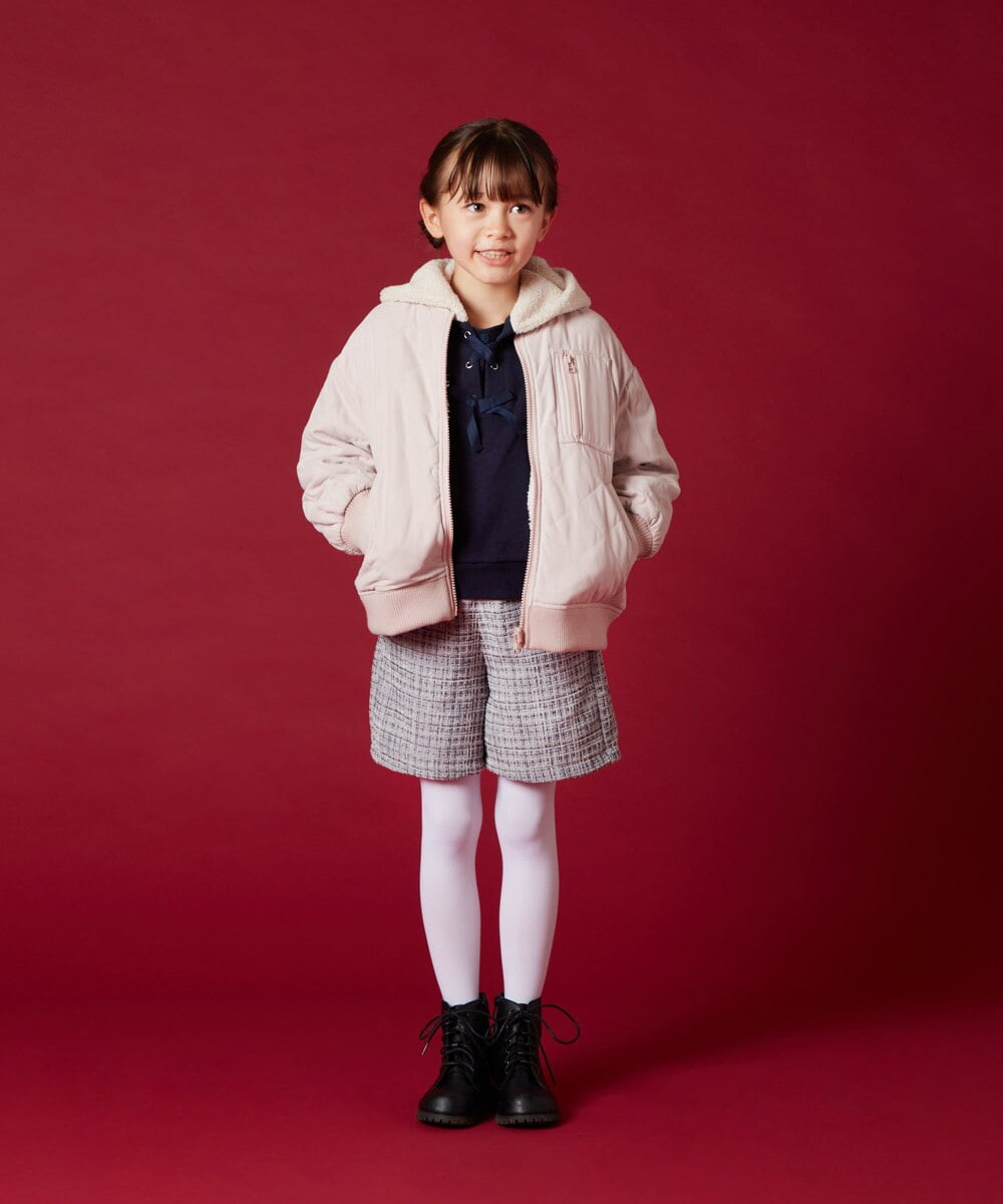 KJKLT64029 a.v.v KIDS(アー・ヴェ・ヴェ) [140-150]ボアフードパーカー ネイビー