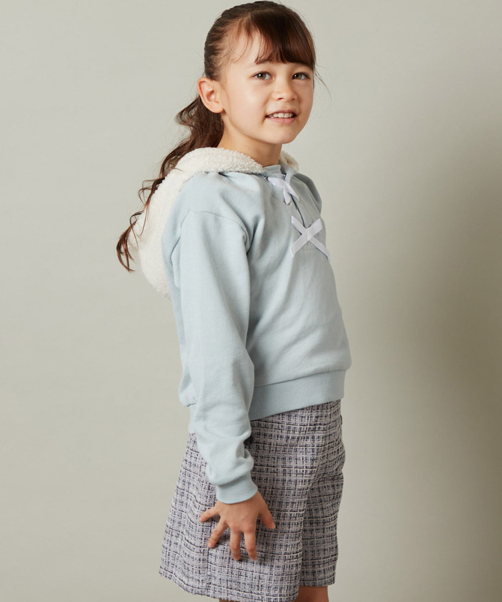 KJKLT64029 a.v.v KIDS(アー・ヴェ・ヴェ) [140-150]ボアフードパーカー ネイビー
