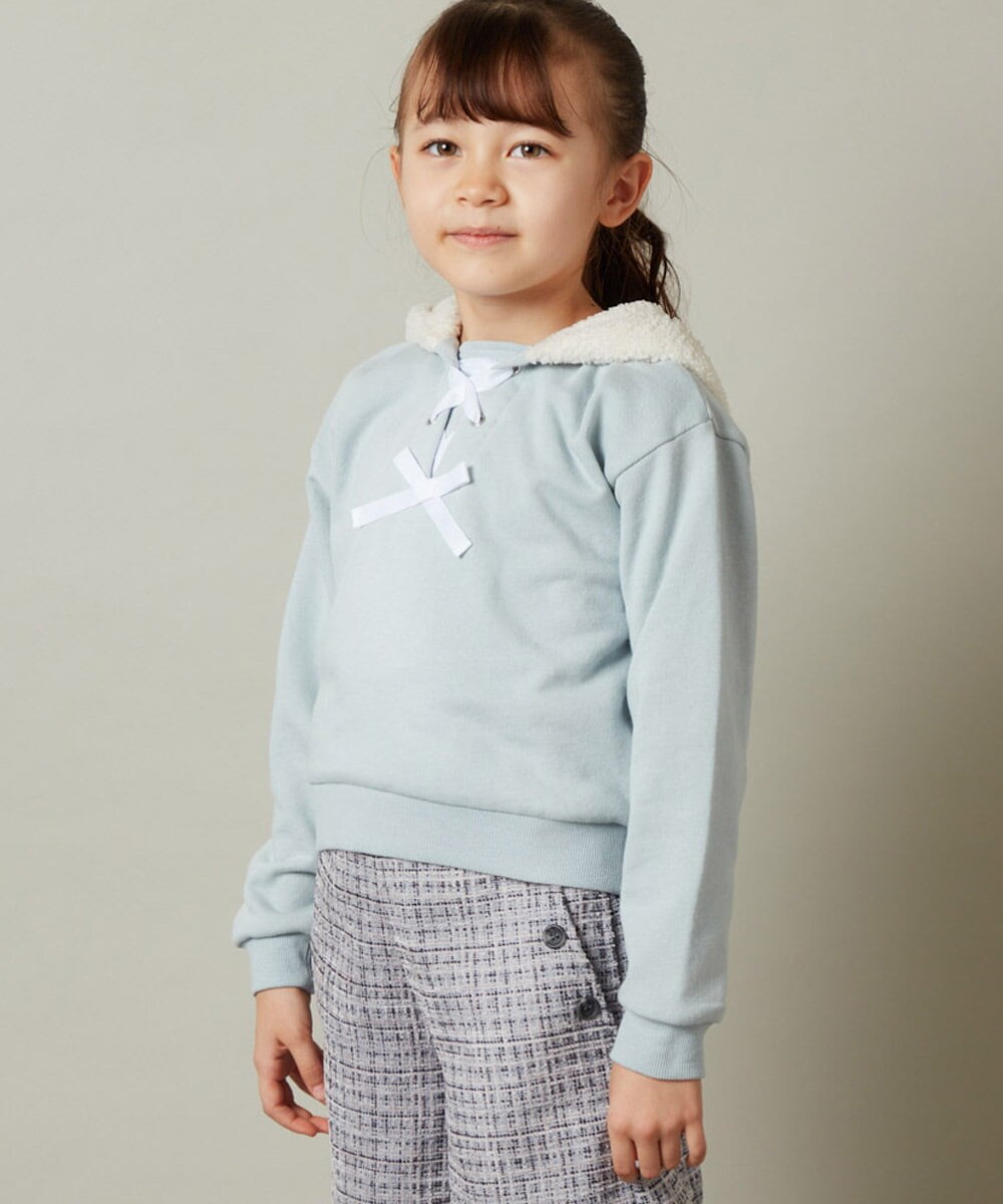 KJKLT64029 a.v.v KIDS(アー・ヴェ・ヴェ) [140-150]ボアフードパーカー ネイビー
