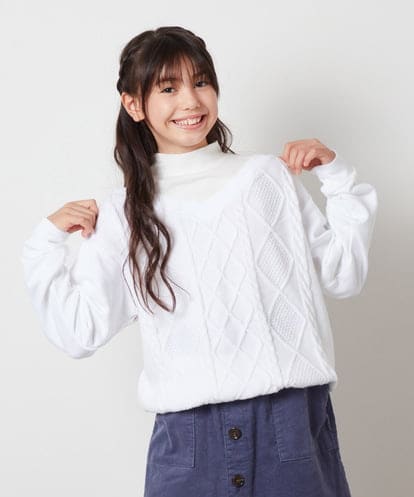 KJKLV70029 a.v.v KIDS [100-130]ケーブルニットドッキングトレーナー