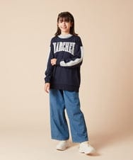KJKLX44044 a.v.v KIDS(アー・ヴェ・ヴェ) [160]オーバーシルエット配色ロゴスウェット ネイビー