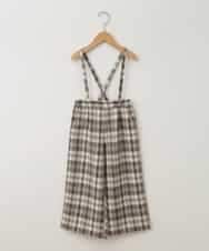 KJLAA03034 a.v.v KIDS(アー・ヴェ・ヴェ) [120-130]サスペンダー付きワイドパンツ ベージュ(チェック)