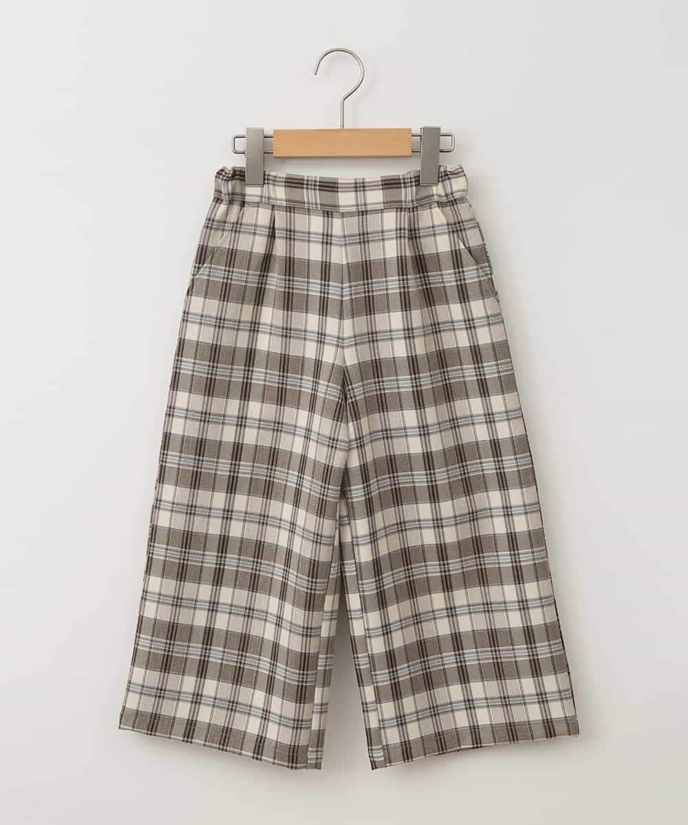 KJLAA03034 a.v.v KIDS(アー・ヴェ・ヴェ) [120-130]サスペンダー付きワイドパンツ ベージュ(チェック)
