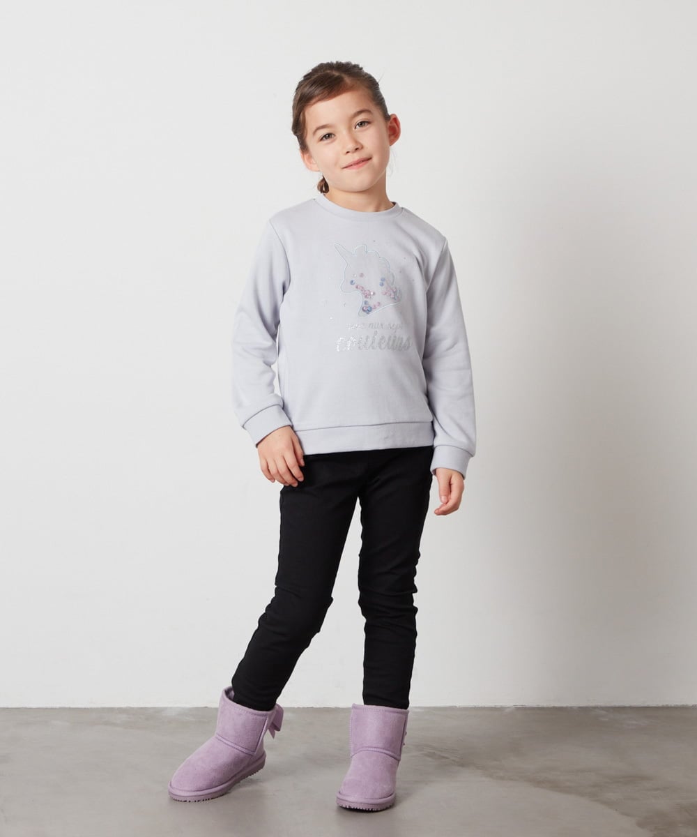 KJLAA05029 a.v.v KIDS(アー・ヴェ・ヴェ) [100-160]裏起毛ストレッチスキニーパンツ グリーン