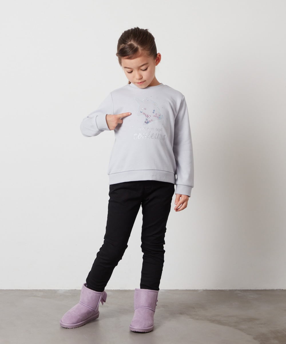 KJLAA05029 a.v.v KIDS(アー・ヴェ・ヴェ) [100-160]裏起毛ストレッチスキニーパンツ グリーン