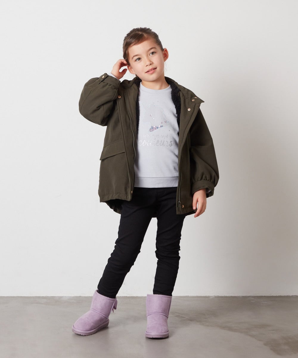 KJLAA05029 a.v.v KIDS(アー・ヴェ・ヴェ) [100-160]裏起毛ストレッチスキニーパンツ グリーン