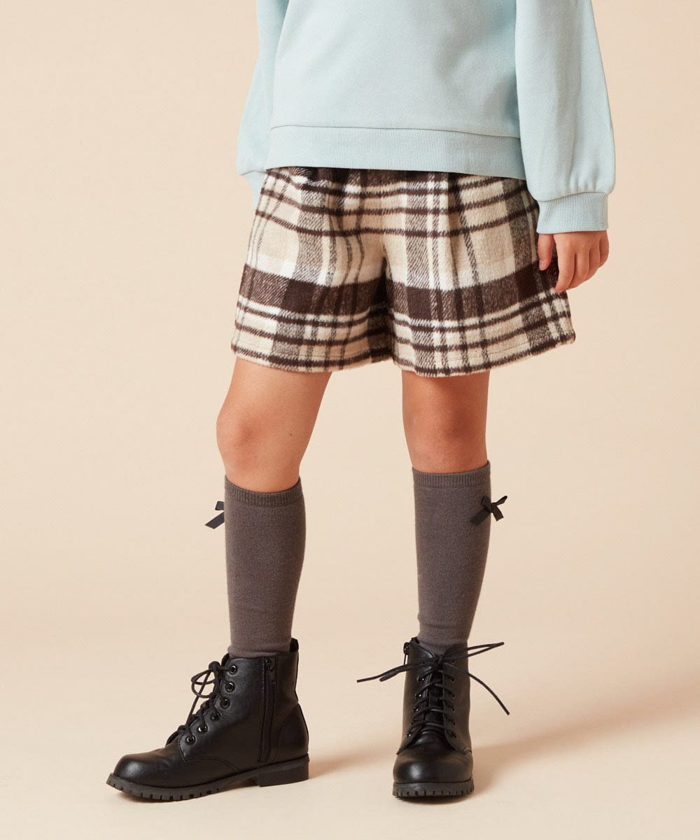 KJLAA44034 a.v.v KIDS(アー・ヴェ・ヴェ) [100-160]シャギーチェックショートパンツ ライトブルー