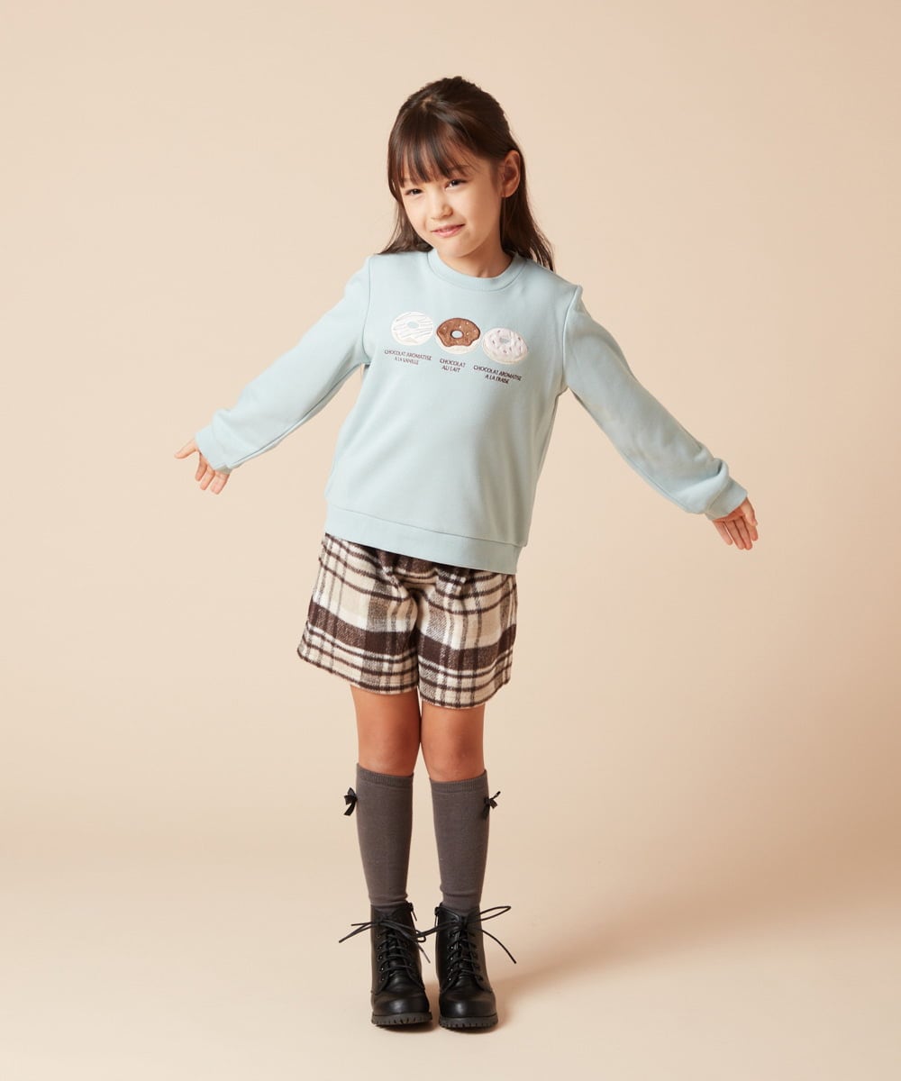 KJLAA44034 a.v.v KIDS(アー・ヴェ・ヴェ) [100-160]シャギーチェックショートパンツ ライトブルー