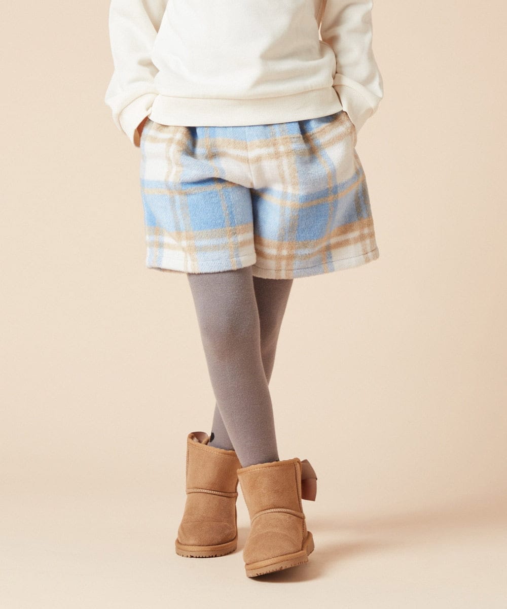 KJLAA44034 a.v.v KIDS(アー・ヴェ・ヴェ) [100-160]シャギーチェックショートパンツ ライトブルー