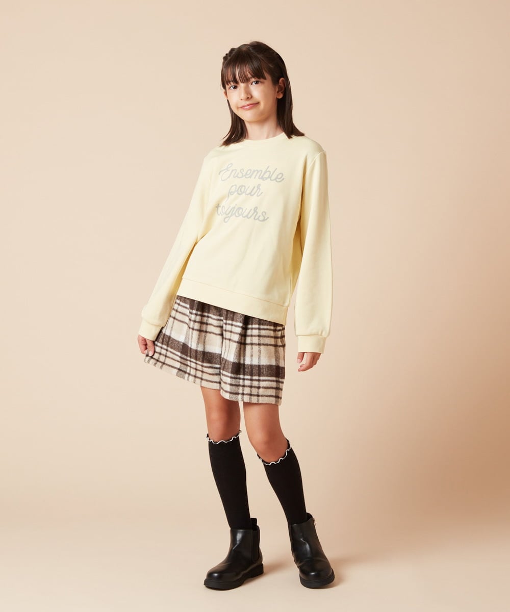 KJLAA44034 a.v.v KIDS(アー・ヴェ・ヴェ) [100-160]シャギーチェックショートパンツ ライトブルー