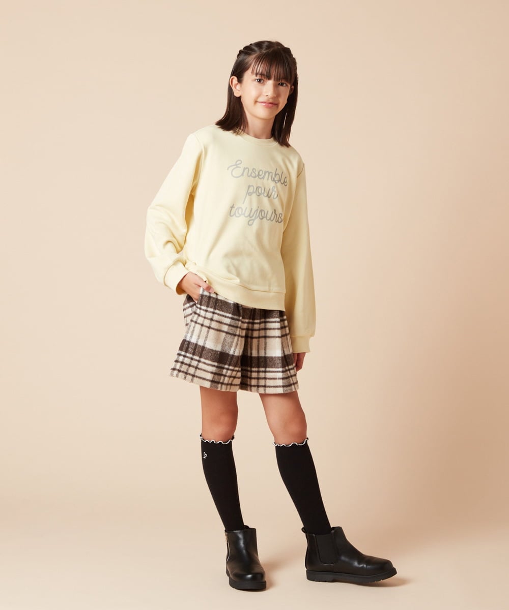 KJLAA44034 a.v.v KIDS(アー・ヴェ・ヴェ) [100-160]シャギーチェックショートパンツ ライトブルー