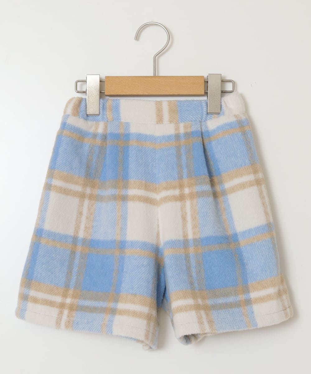 KJLAA44034 a.v.v KIDS(アー・ヴェ・ヴェ) [100-160]シャギーチェックショートパンツ ライトブルー