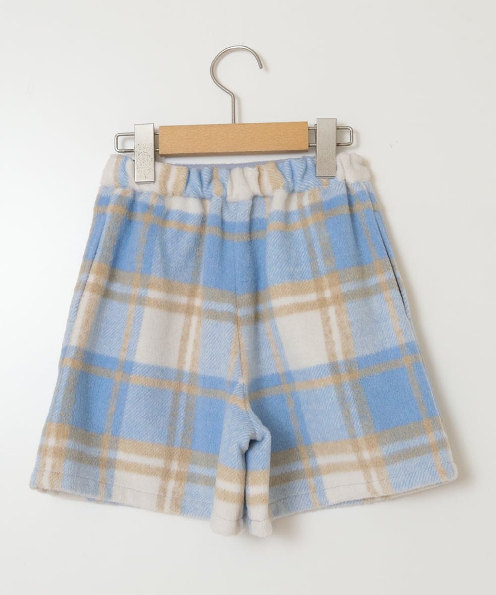 KJLAA44034 a.v.v KIDS(アー・ヴェ・ヴェ) [100-160]シャギーチェックショートパンツ ライトブルー