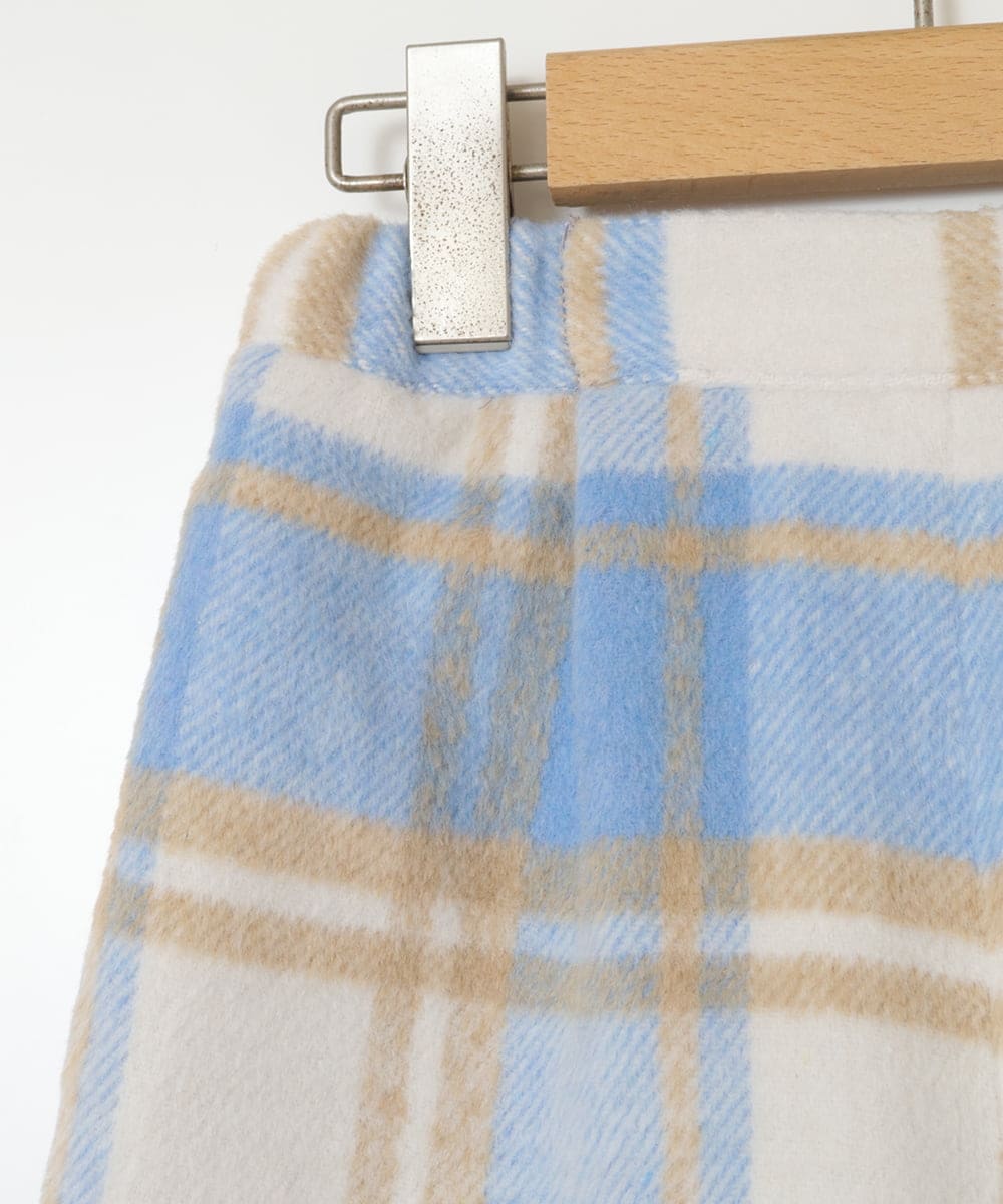 KJLAA44034 a.v.v KIDS(アー・ヴェ・ヴェ) [100-160]シャギーチェックショートパンツ ライトブルー