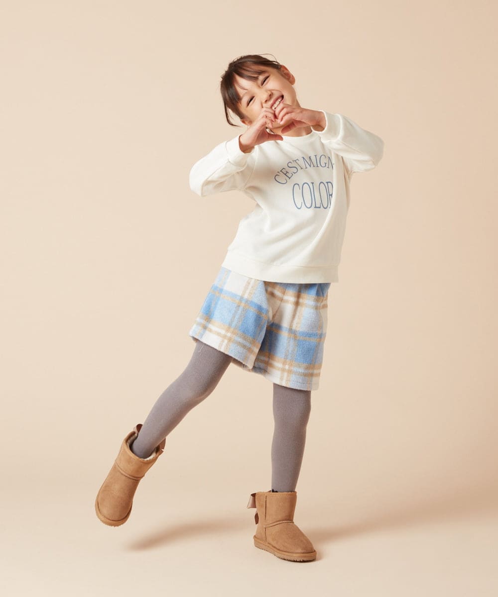 KJLAA44034 a.v.v KIDS(アー・ヴェ・ヴェ) [100-160]シャギーチェックショートパンツ ライトブルー