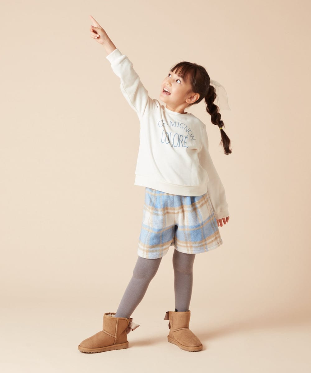 KJLAA44034 a.v.v KIDS(アー・ヴェ・ヴェ) [100-160]シャギーチェックショートパンツ ライトブルー