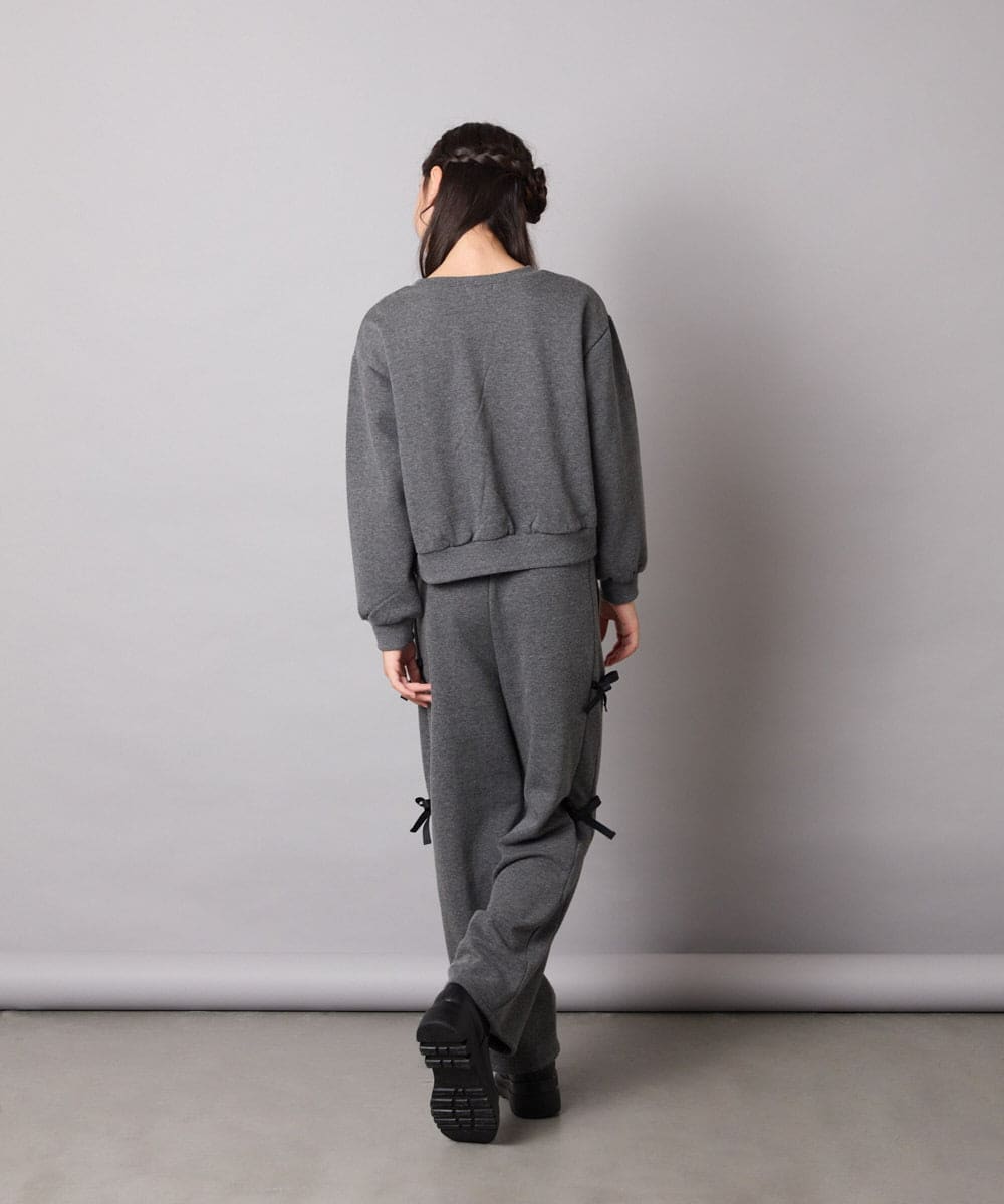 KJLAD01049 a.v.v KIDS(アー・ヴェ・ヴェ) [100-160]【裏起毛】サイドリボンスウェットパンツ ダークグレー