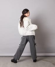 KJLAD01049 a.v.v KIDS(アー・ヴェ・ヴェ) [100-160]【裏起毛】サイドリボンスウェットパンツ ダークグレー