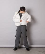 KJLAD01049 a.v.v KIDS(アー・ヴェ・ヴェ) [100-160]【裏起毛】サイドリボンスウェットパンツ ダークグレー