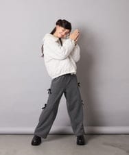 KJLAD01049 a.v.v KIDS(アー・ヴェ・ヴェ) [100-160]【裏起毛】サイドリボンスウェットパンツ ダークグレー