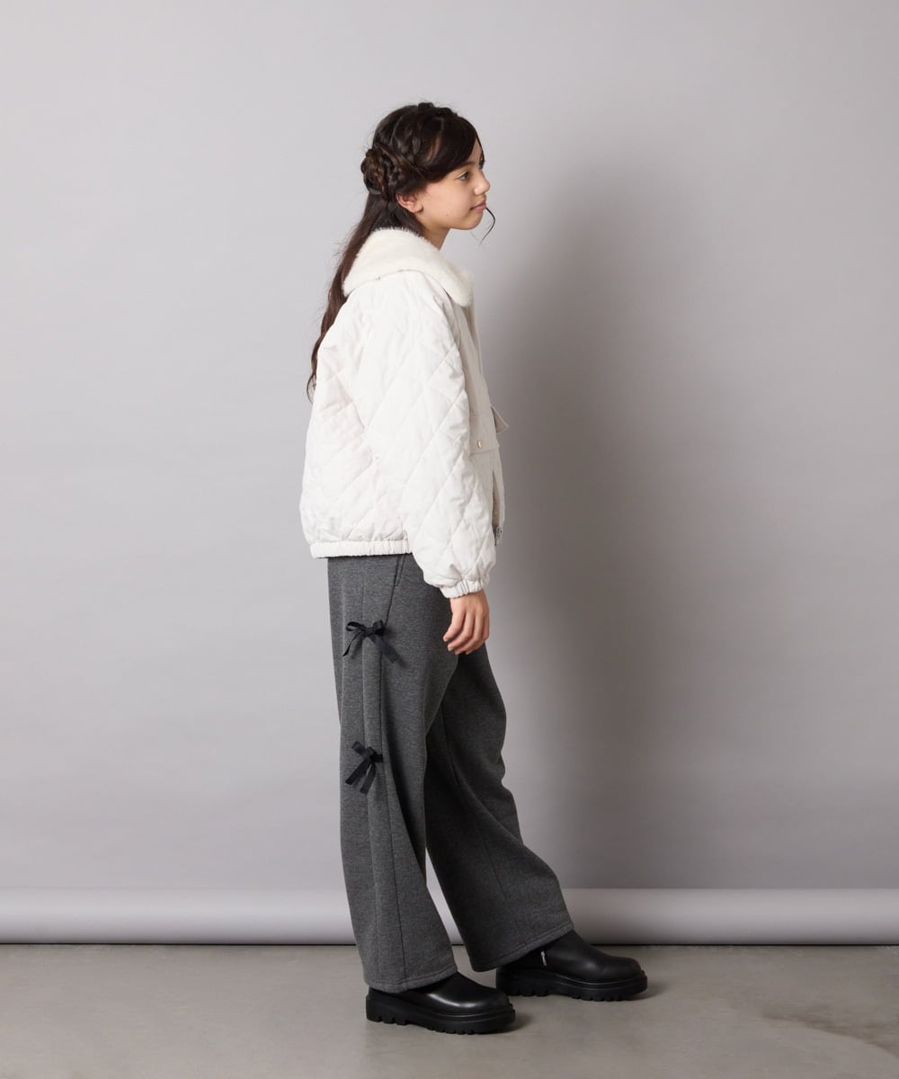 KJLAD01049 a.v.v KIDS(アー・ヴェ・ヴェ) [100-160]【裏起毛】サイドリボンスウェットパンツ ダークグレー