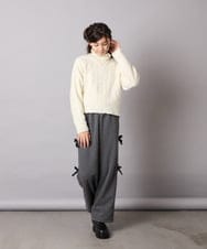 KJLAD01049 a.v.v KIDS(アー・ヴェ・ヴェ) [100-160]【裏起毛】サイドリボンスウェットパンツ ダークグレー