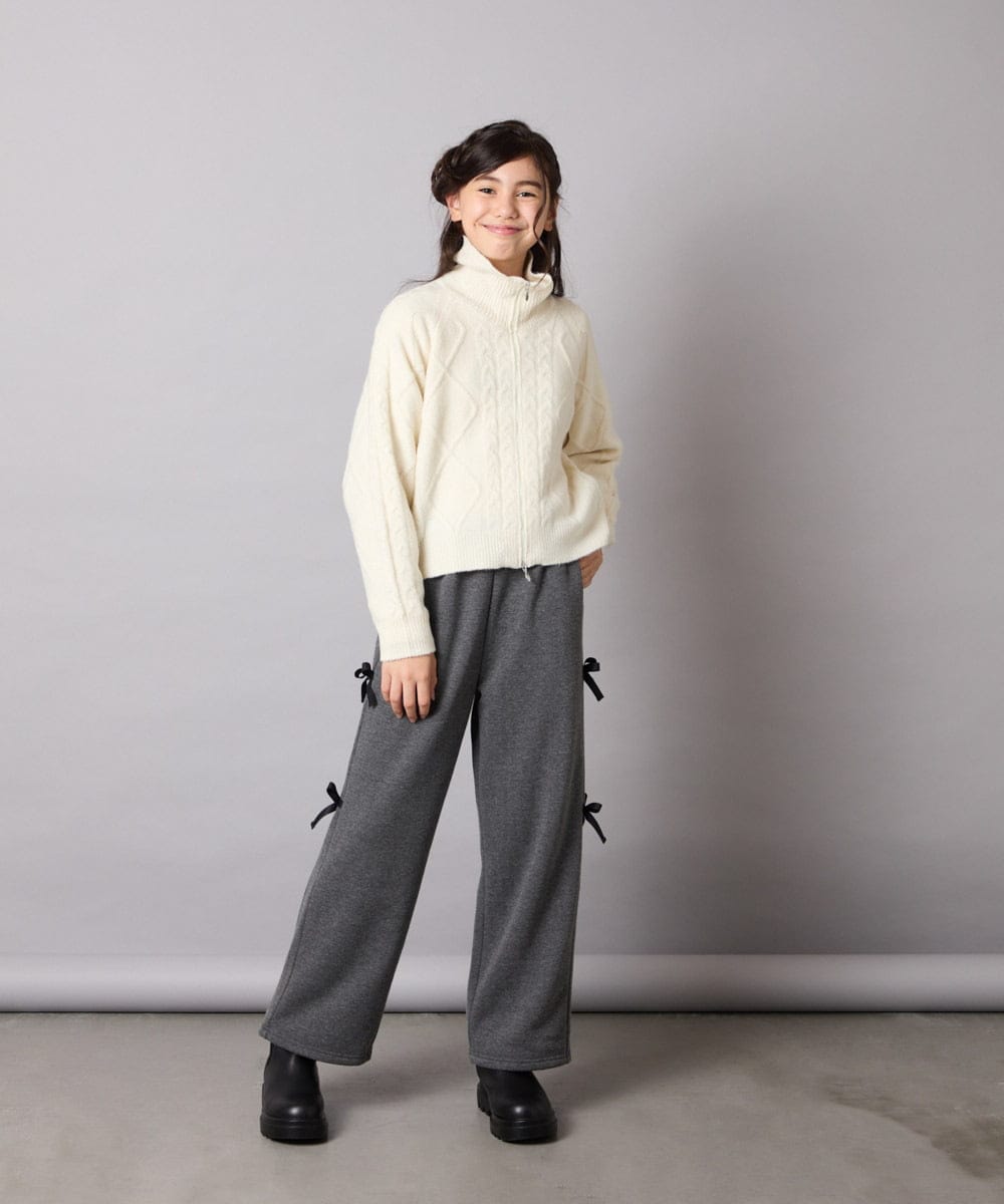 KJLAD01049 a.v.v KIDS(アー・ヴェ・ヴェ) [100-160]【裏起毛】サイドリボンスウェットパンツ ダークグレー