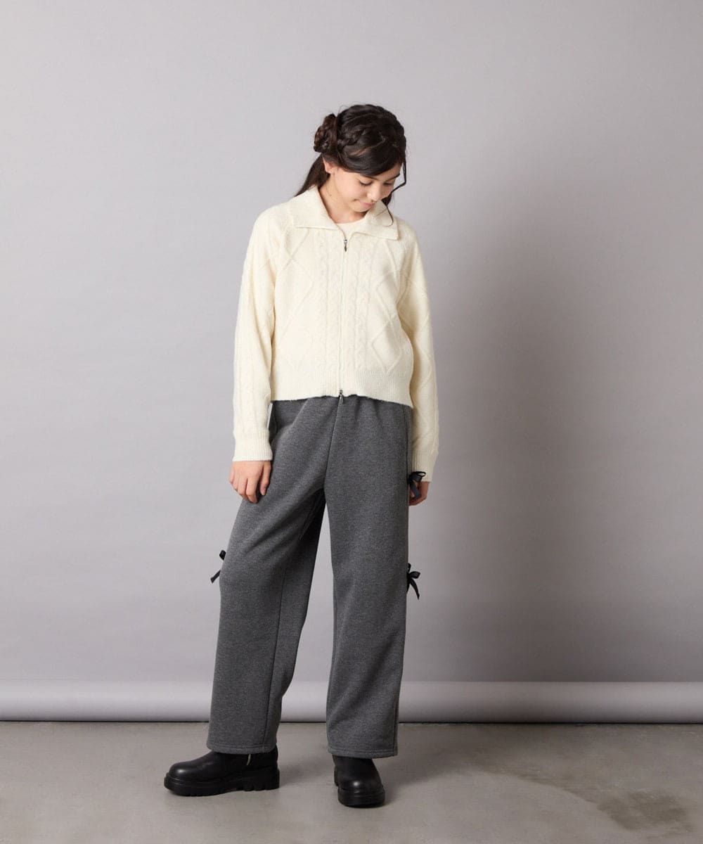 KJLAD01049 a.v.v KIDS(アー・ヴェ・ヴェ) [100-160]【裏起毛】サイドリボンスウェットパンツ ダークグレー