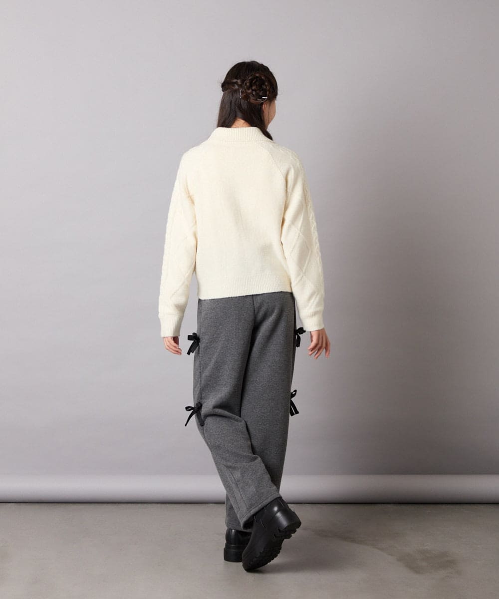 KJLAD01049 a.v.v KIDS(アー・ヴェ・ヴェ) [100-160]【裏起毛】サイドリボンスウェットパンツ ダークグレー