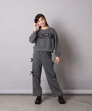 KJLAD01049 a.v.v KIDS(アー・ヴェ・ヴェ) [100-160]【裏起毛】サイドリボンスウェットパンツ ダークグレー