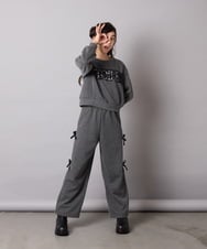 KJLAD01049 a.v.v KIDS(アー・ヴェ・ヴェ) [100-160]【裏起毛】サイドリボンスウェットパンツ ダークグレー