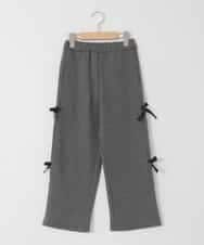 KJLAD01049 a.v.v KIDS(アー・ヴェ・ヴェ) [130-160]【裏起毛/ゆったりストレート/韓国コーデが叶う】サイドリボンスウェットパンツ ダークグレー