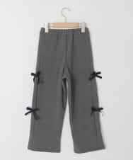 KJLAD01049 a.v.v KIDS(アー・ヴェ・ヴェ) [130-160]【裏起毛/ゆったりストレート/韓国コーデが叶う】サイドリボンスウェットパンツ ダークグレー