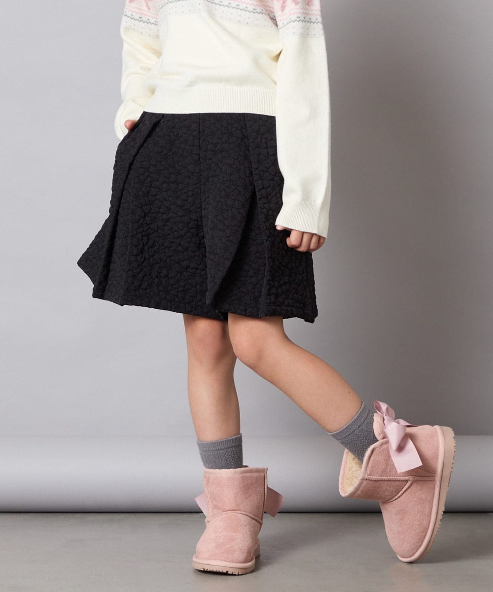 KJLAD03039 a.v.v KIDS(アー・ヴェ・ヴェ) [120-160]ふくれジャガードキュロット ブラック