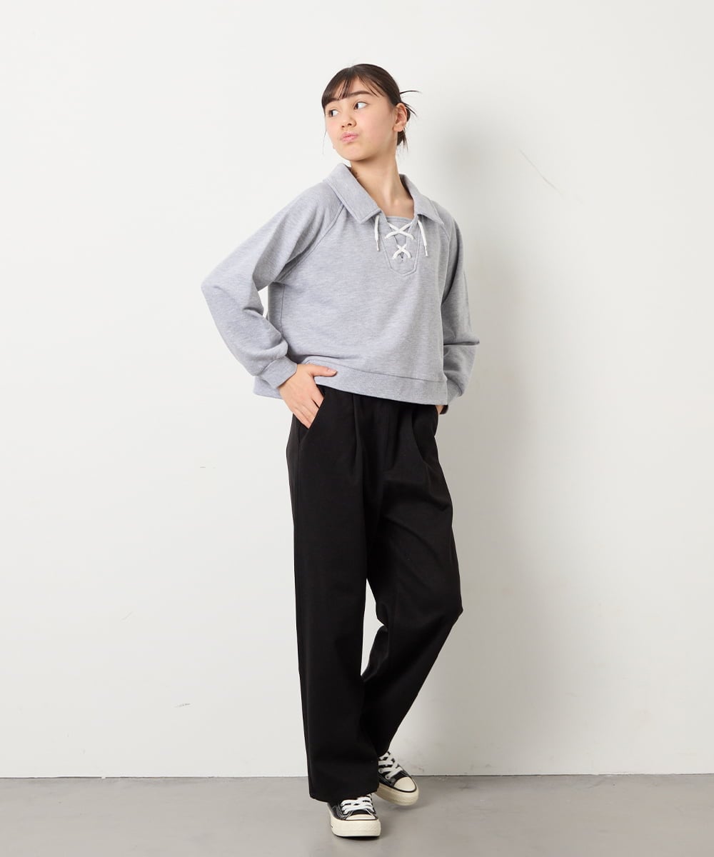 KJLAD04044 a.v.v KIDS(アー・ヴェ・ヴェ) [130-160]【裏起毛】ジャージストレートパンツ ブラック