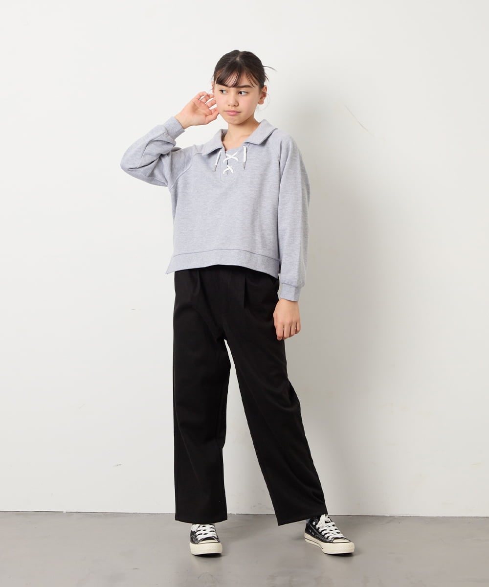 KJLAD04044 a.v.v KIDS(アー・ヴェ・ヴェ) [130-160]【裏起毛】ジャージストレートパンツ ブラック