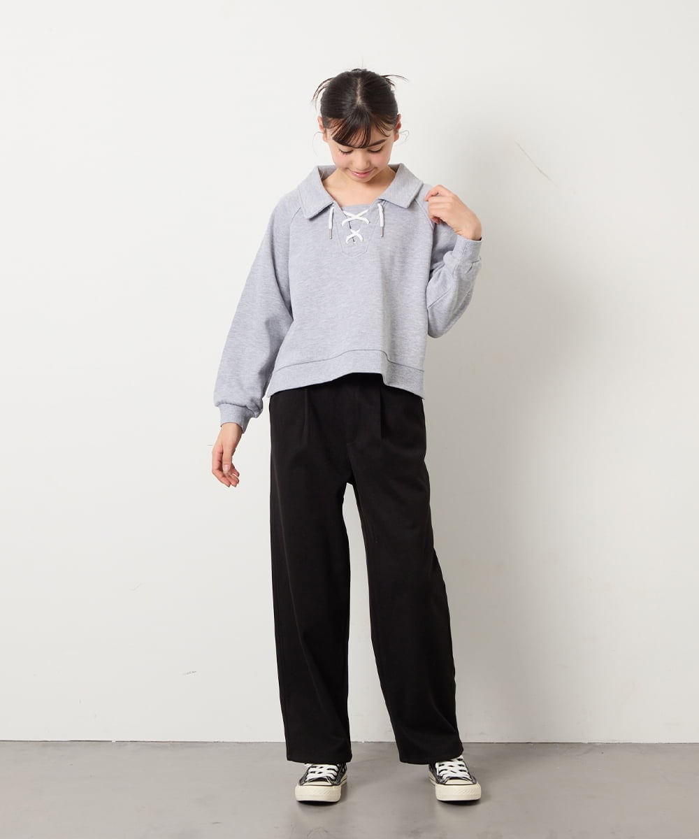 KJLAD04044 a.v.v KIDS(アー・ヴェ・ヴェ) [130-160]【裏起毛】ジャージストレートパンツ ブラック