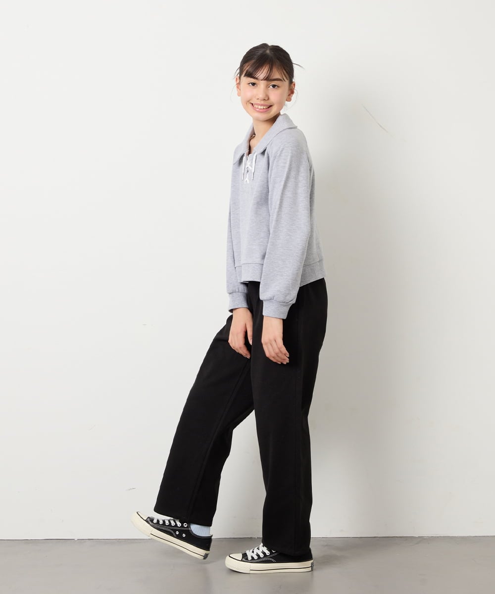 KJLAD04044 a.v.v KIDS(アー・ヴェ・ヴェ) [130-160]【裏起毛】ジャージストレートパンツ ブラック