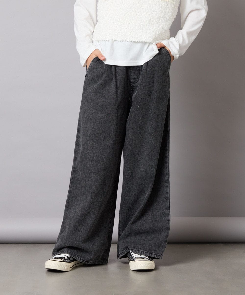 KJLAD32039 a.v.v KIDS(アー・ヴェ・ヴェ) [120-160]ケミカルデニムワイドパンツ ライトブルー