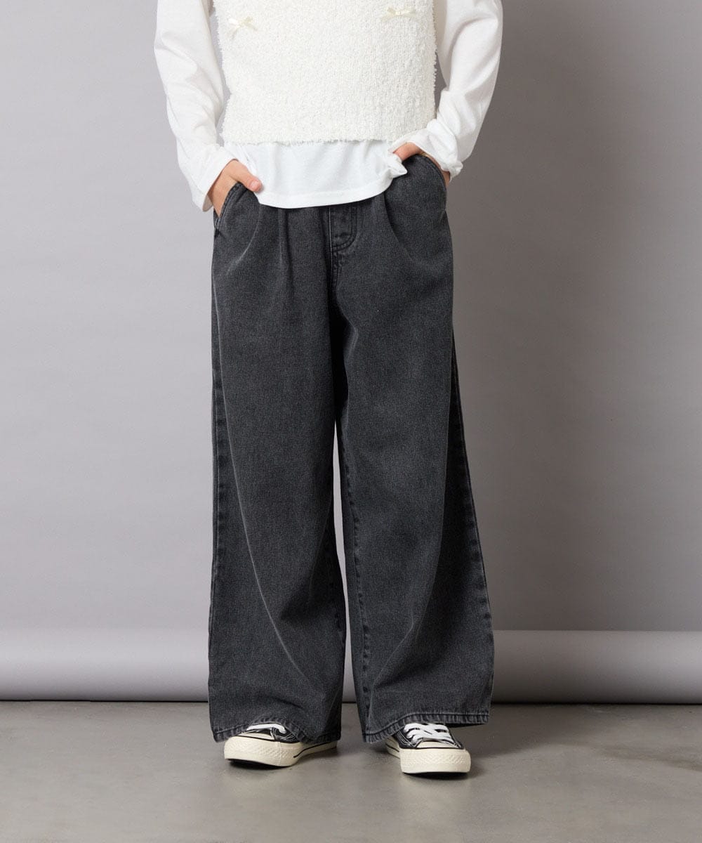 KJLAD32039 a.v.v KIDS(アー・ヴェ・ヴェ) [120-160]ケミカルデニムワイドパンツ ライトブルー