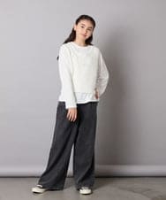 KJLAD32039 a.v.v KIDS(アー・ヴェ・ヴェ) [120-160]ケミカルデニムワイドパンツ ライトブルー