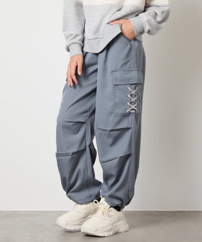 KJLAD37049  [130-160]サイドレースアップカーゴパンツ