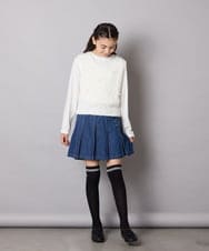 KJLAD38034 a.v.v KIDS(アー・ヴェ・ヴェ) [110-160]レースアッププリーツスカパン ピンク