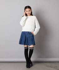 KJLAD38034 a.v.v KIDS(アー・ヴェ・ヴェ) [110-160]レースアッププリーツスカパン ピンク