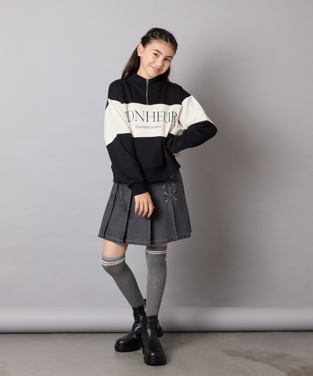 KJLAD38034 a.v.v KIDS(アー・ヴェ・ヴェ) [110-160]レースアッププリーツスカパン ピンク