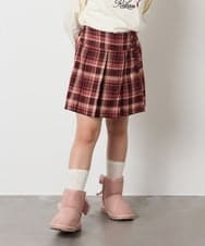 KJLAD38034 a.v.v KIDS(アー・ヴェ・ヴェ) [110-160]レースアッププリーツスカパン ピンク